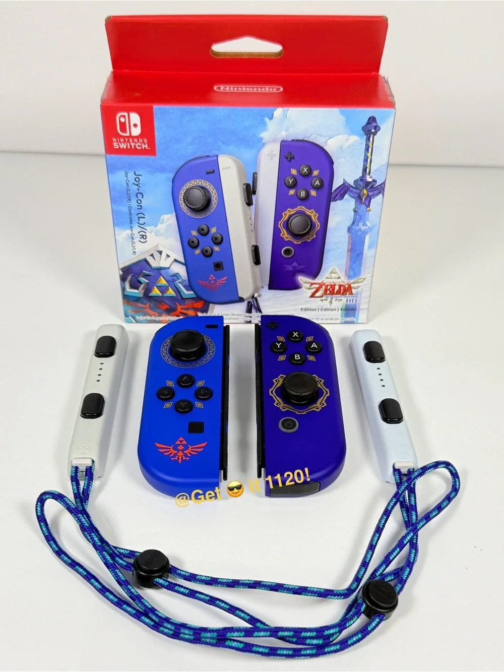 Bundle Nintendo Switch Joy Con (L) (R) Zelda with Joy Con Comfort Grip Charging